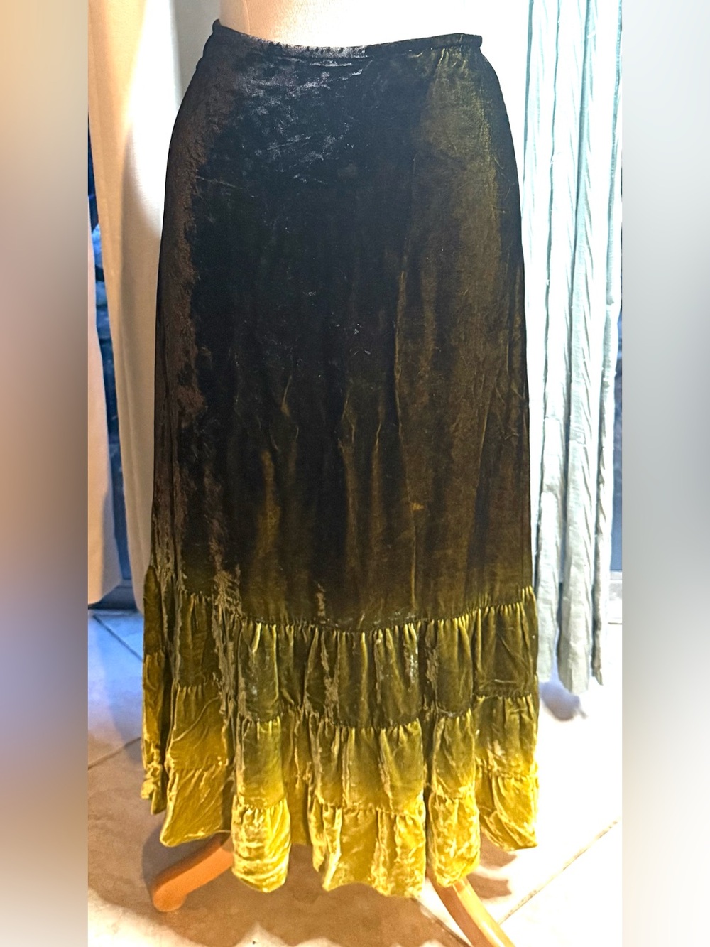 Banana Republic Velvet Ombre Maxi Skirt in Olive Green and Yellow